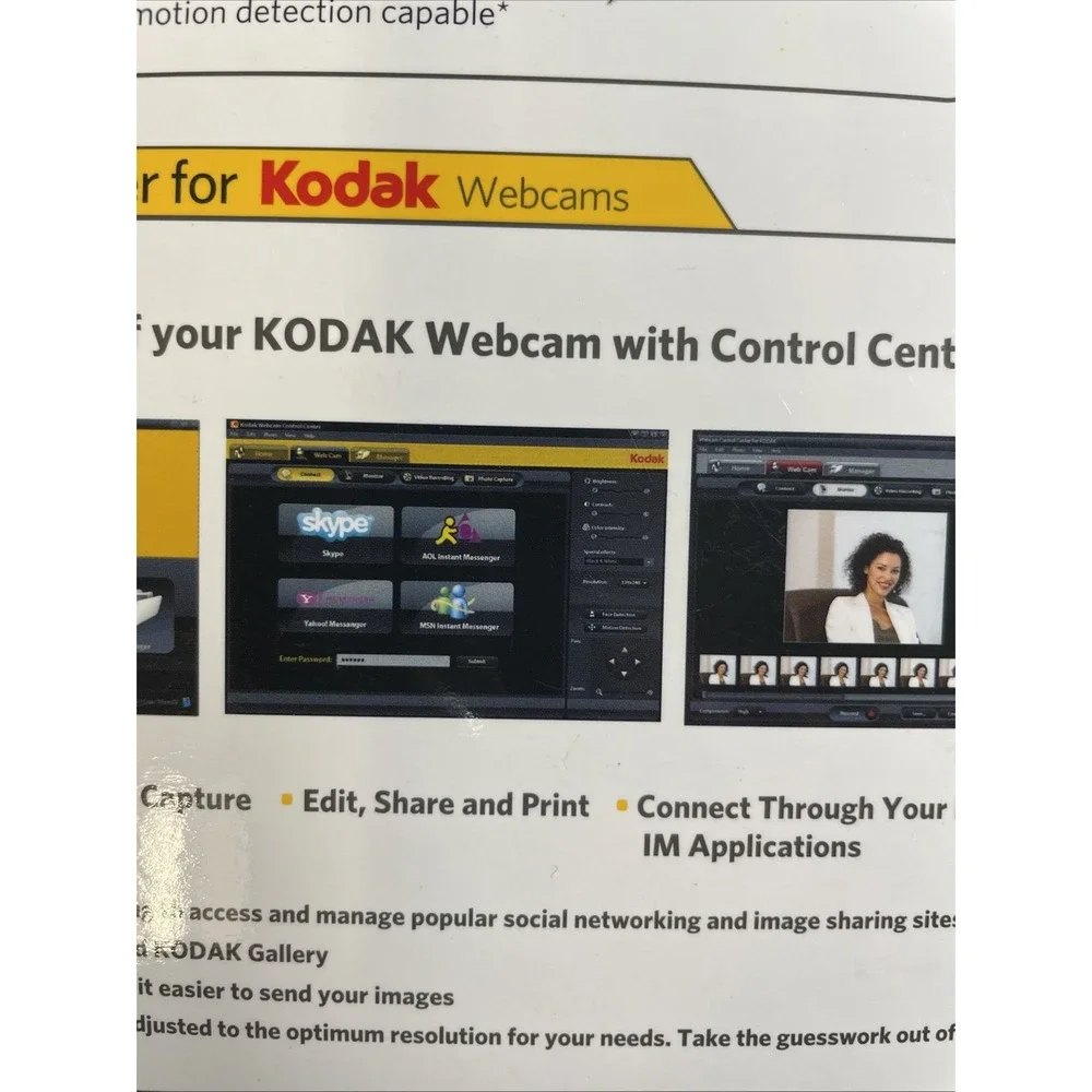 New Sealed Kodak S101 USB Webcam Built in Microphone‎ Windows And Mac OS Ready